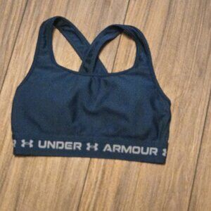 823. Under Armour Blue/Green Teal Compression Mid Crossback Sports Bra Sz. S